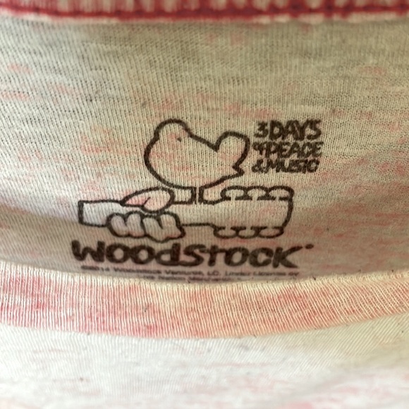 ☮️ Woodstock Vintage Burnout Tee Red/White Sz Large - Picture 3 of 3